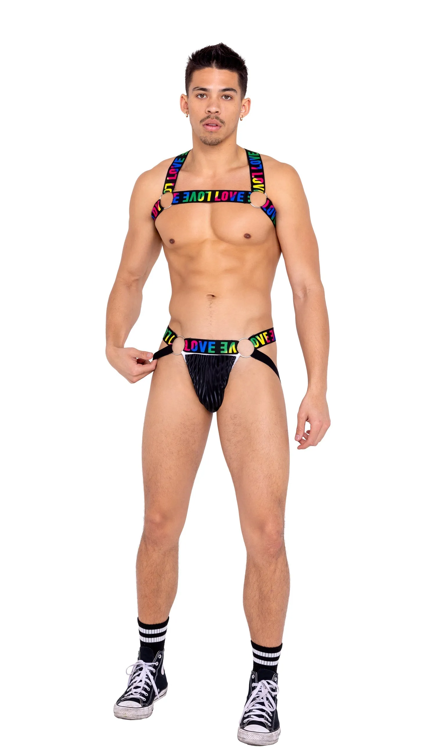 6159 - Men’s Pride Jock Strap with LOVE Elastic Logo