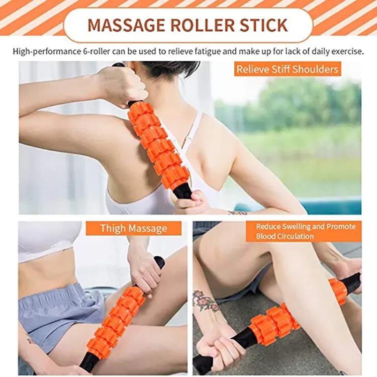 6pcs/set Crescent Hollow Foam Roller Yoga Column Set Fitness Muscle Relaxation Massager Set(33cm Black)