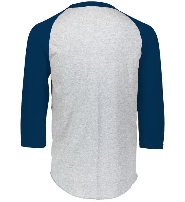 Augusta 2.0 Athletic Heather/Navy 3/4 Sleeve Adult Baseball Tee