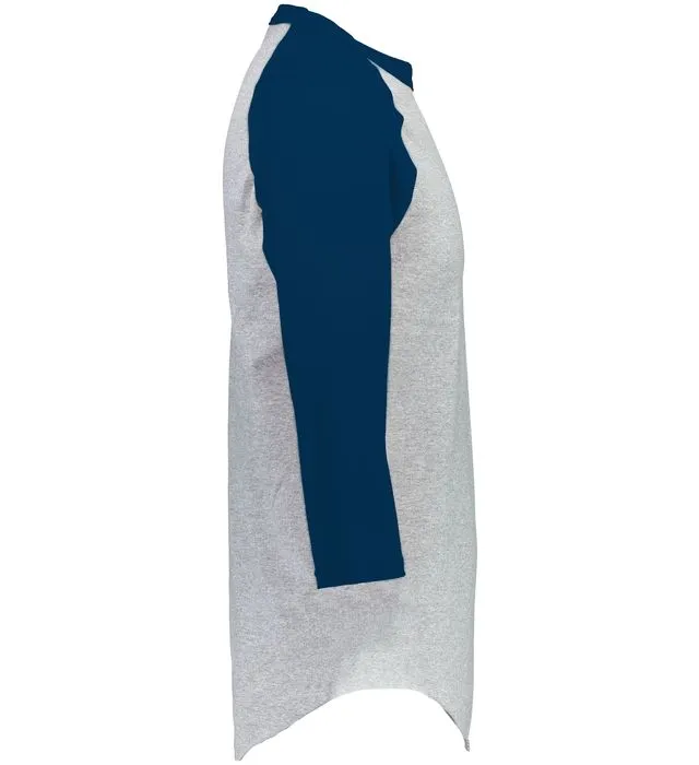 Augusta 2.0 Athletic Heather/Navy 3/4 Sleeve Adult Baseball Tee