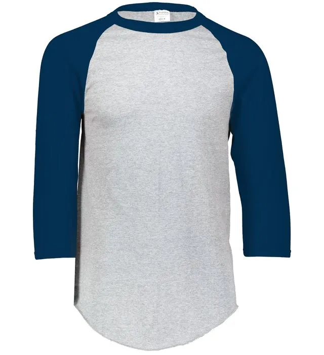 Augusta 2.0 Athletic Heather/Navy 3/4 Sleeve Adult Baseball Tee