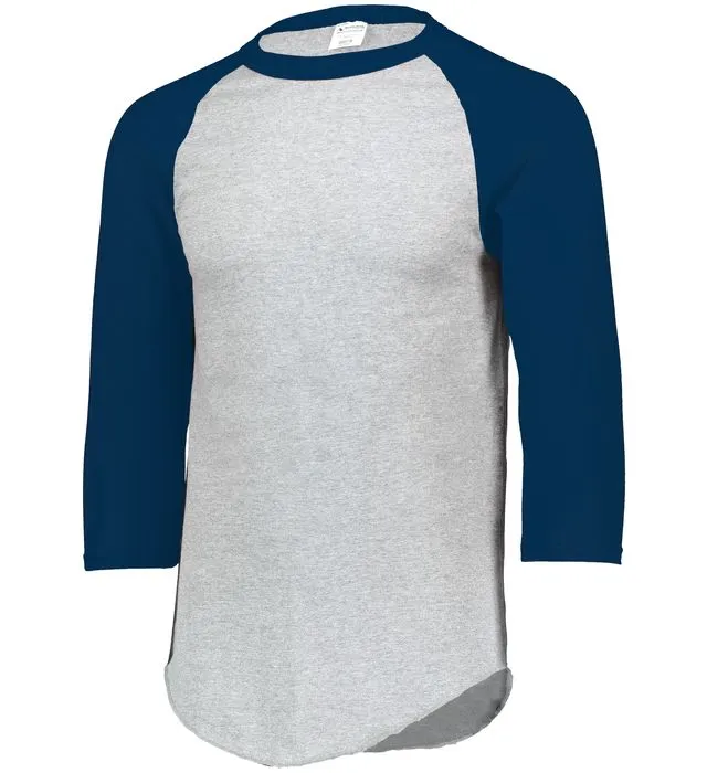 Augusta 2.0 Athletic Heather/Navy 3/4 Sleeve Adult Baseball Tee