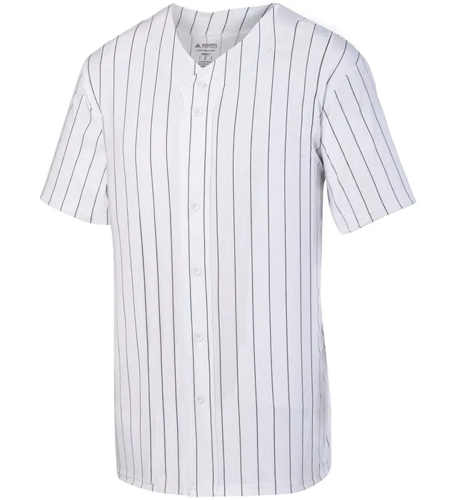 Augusta White with Black Pinstripes Full-Button Adult Baseball Jersey