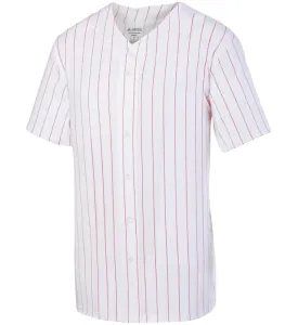 Augusta White with Red Pinstripes Full-Button Adult Baseball Jersey