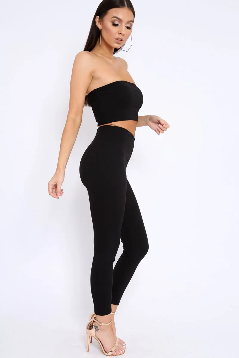 Black Bandeau Top And Leggings Co-Ord - Kristina