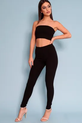 Black Bandeau Top And Leggings Co-Ord - Kristina