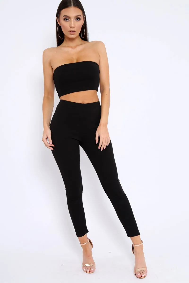 Black Bandeau Top And Leggings Co-Ord - Kristina