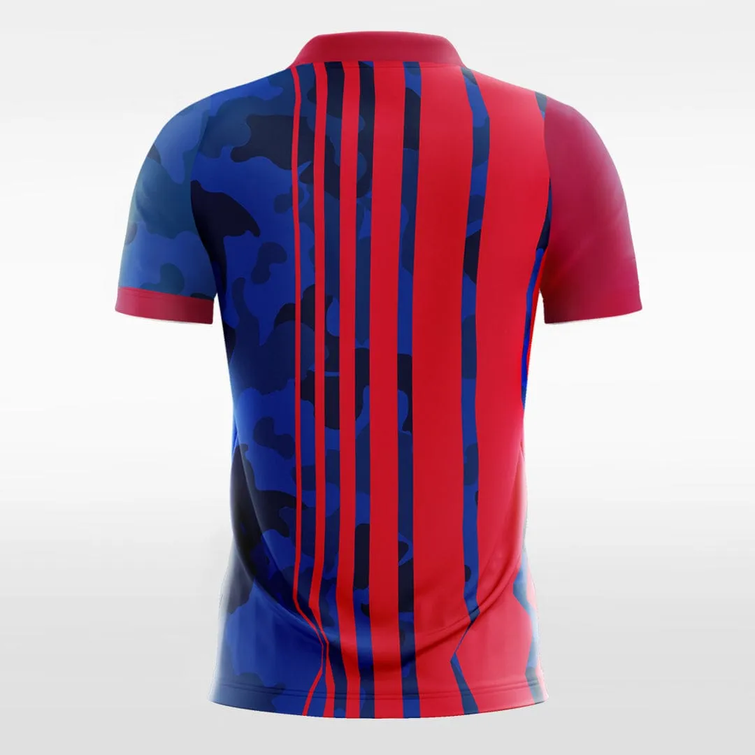 Blue and Red Stripe - Kids Custom Soccer Jerseys Design Camo