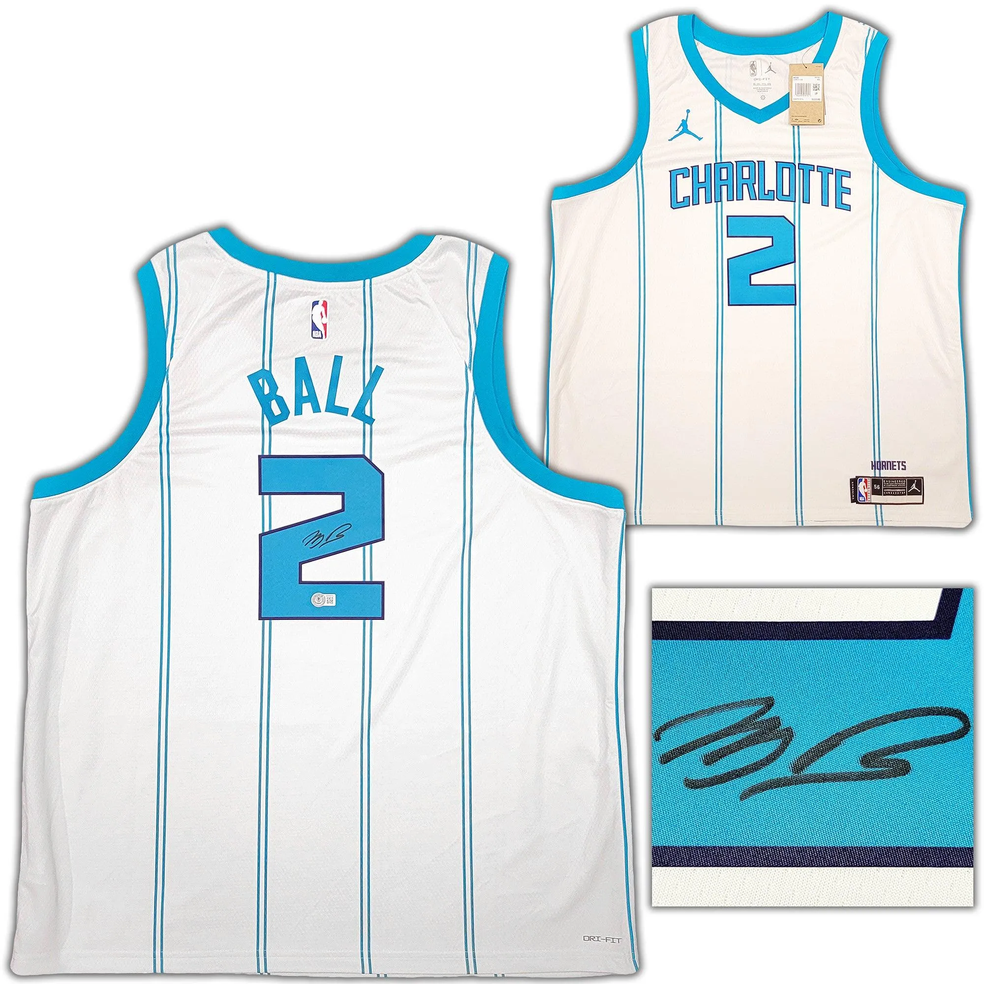 Charlotte Hornets LaMelo Ball Autographed White Nike Swingman Jersey Size XXL Beckett BAS QR Stock #209488