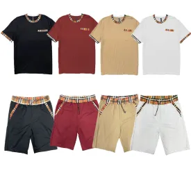 Checkered Detail T-Shirt & Shorts Set (4 Colors)