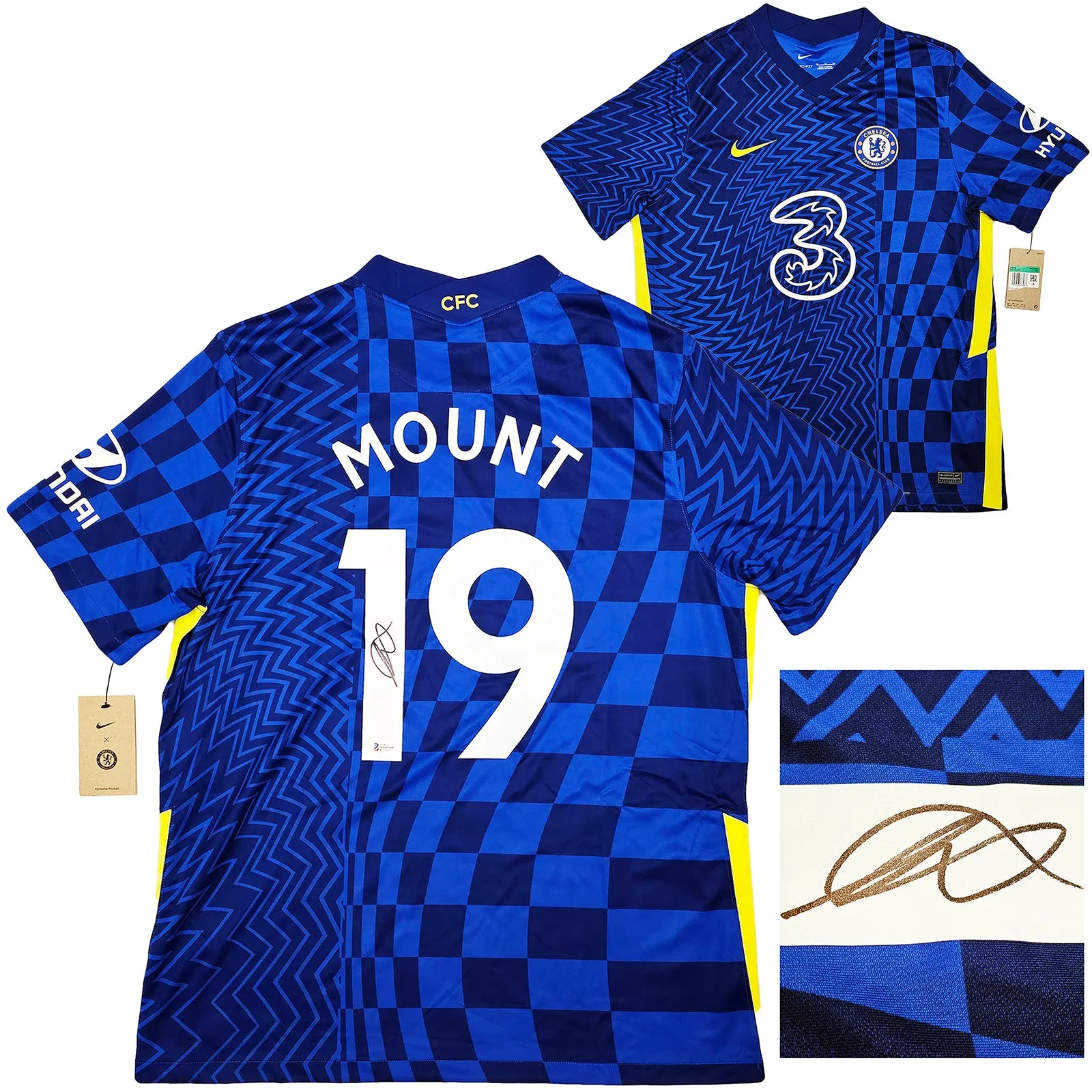 Chelsea F.C. Mason Mount Autographed Blue Nike Jersey Size XL in Black Beckett BAS Stock #196483