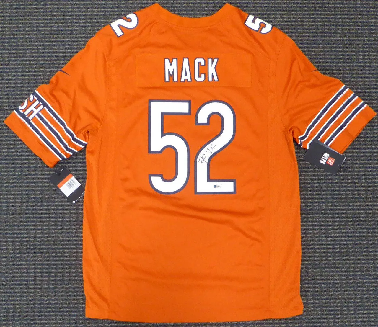 Chicago Bears Khalil Mack Autographed Orange Nike Jersey Size L Beckett BAS Stock #148306