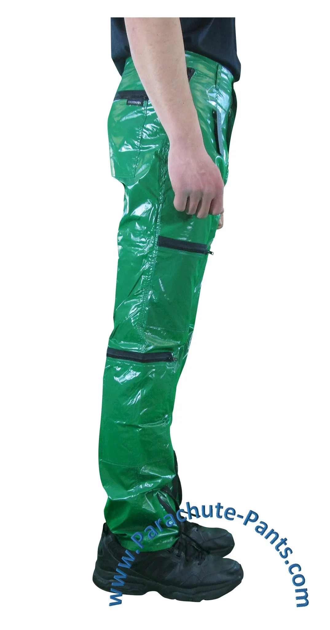 Countdown Green Shiny Nylon/Plastic Parachute Pants