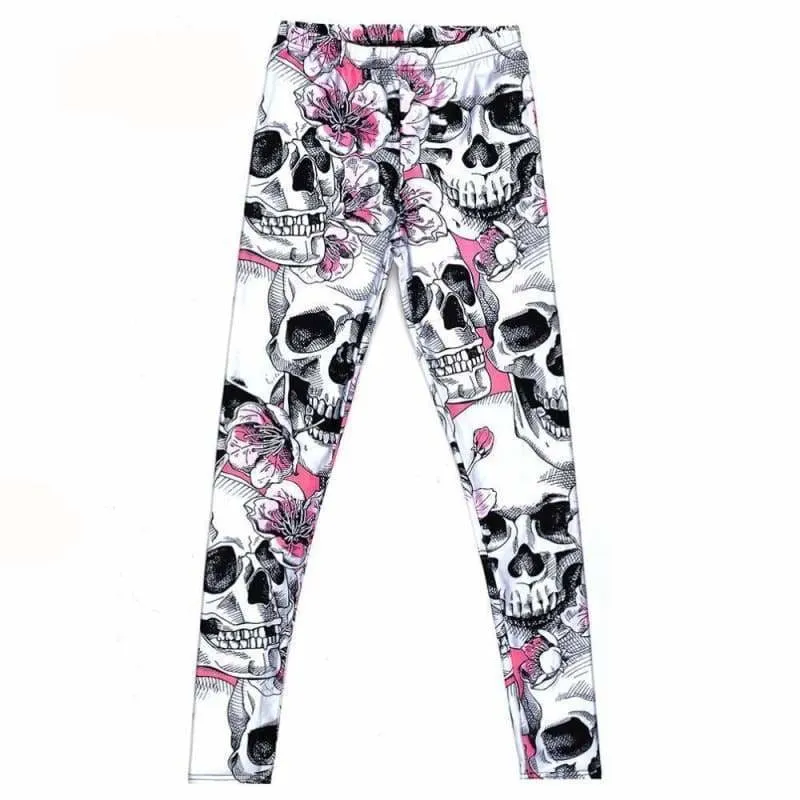 Floral Pink Skull leggings