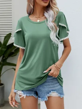 Flutter Sleeve Round Neck T-Shirt