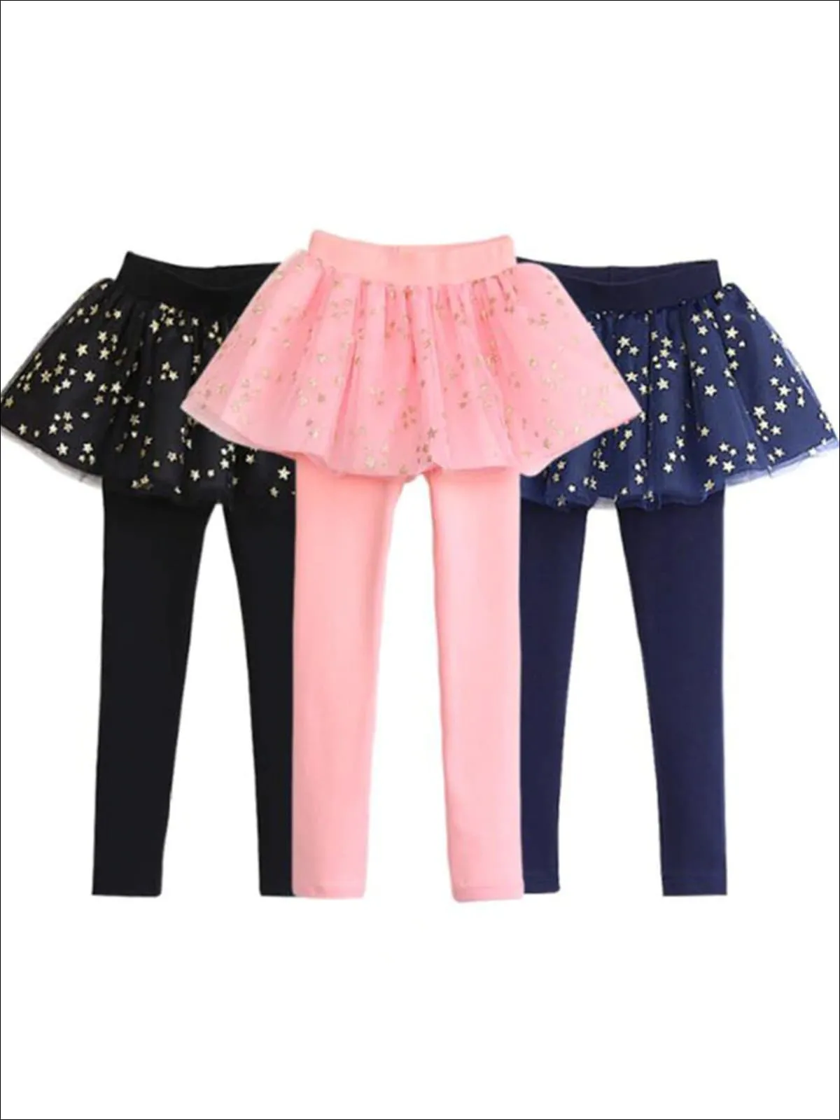 Girls Glitter Star Applique Tutu Skirt Leggings