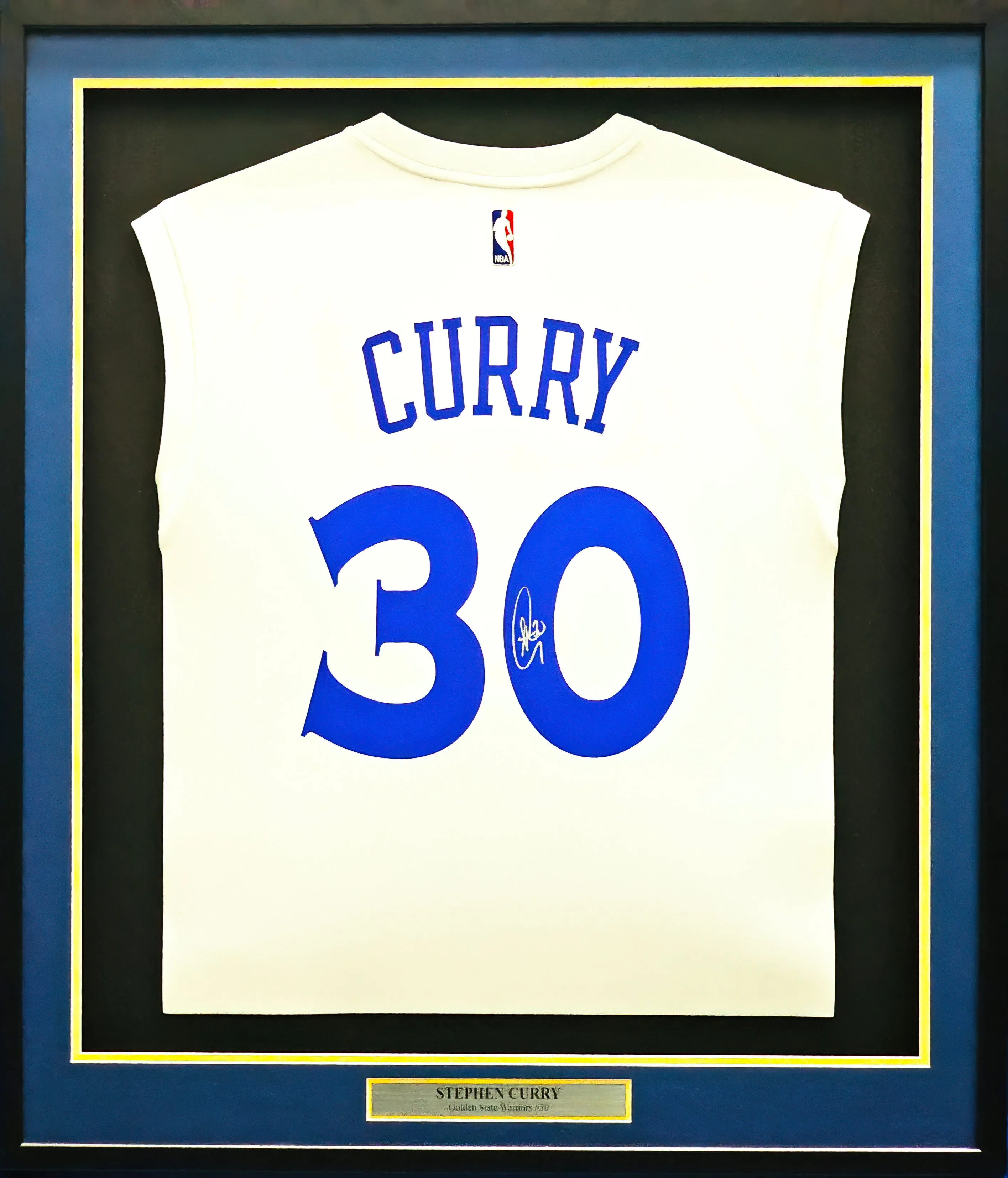 Golden State Warriors Stephen Curry Autographed Framed White Adidas 2017 NBA Finals Champions Jersey Beckett BAS Stock #218632