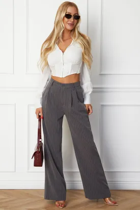 Harper Grey Pinstripe Straight Pants