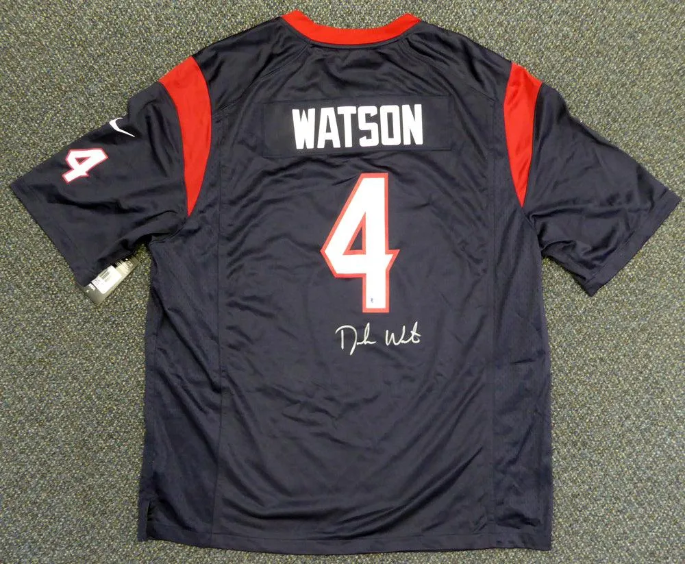 Houston Texans Deshaun Watson Autographed Blue Nike Jersey Size XXL Beckett BAS Stock #121899