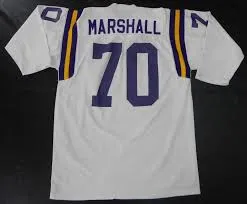 Jim Marshall Minnesota Vikings Long Sleeve Vintage Style Throwback Football Jersey