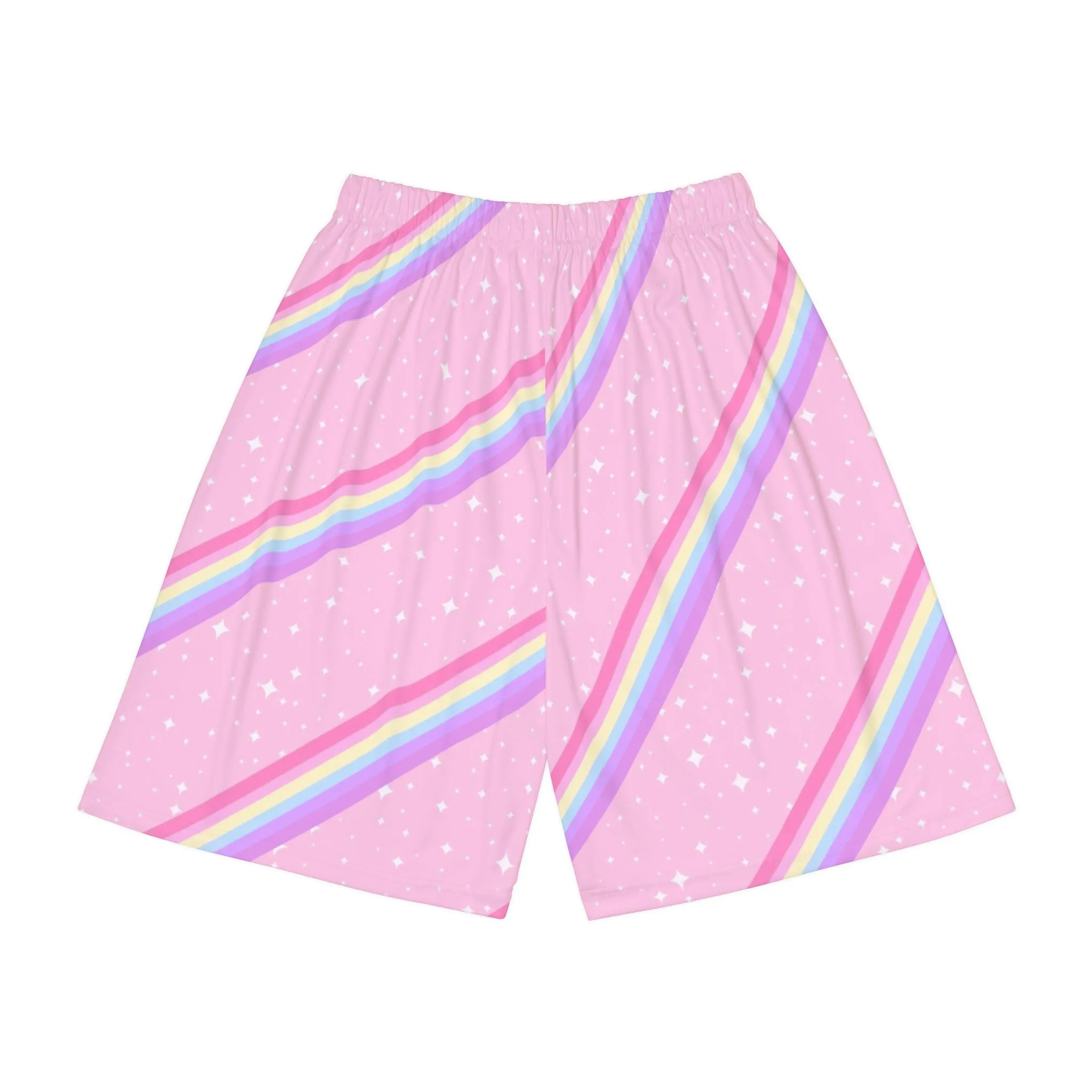 Kawaii Sparkle Cake Rainbow Beam Men's Gym Shorts