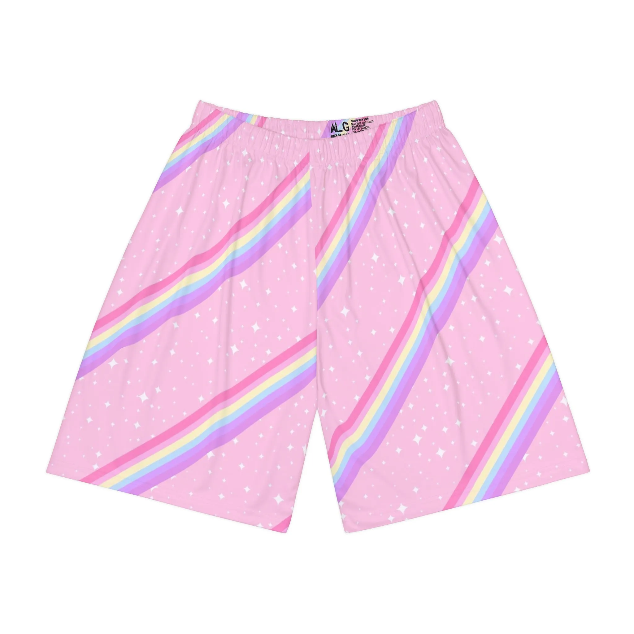 Kawaii Sparkle Cake Rainbow Beam Men's Gym Shorts