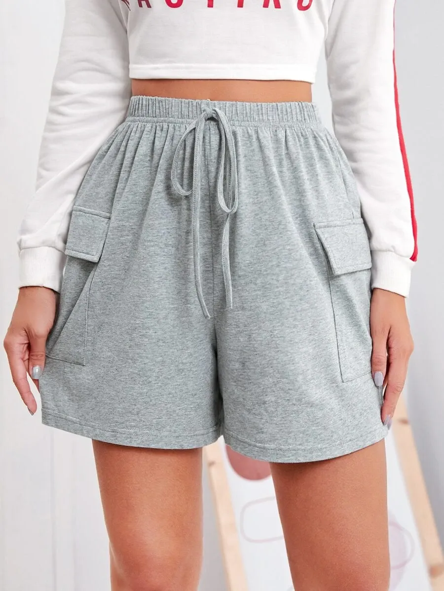 Knot Waist Flap Pocket Shorts