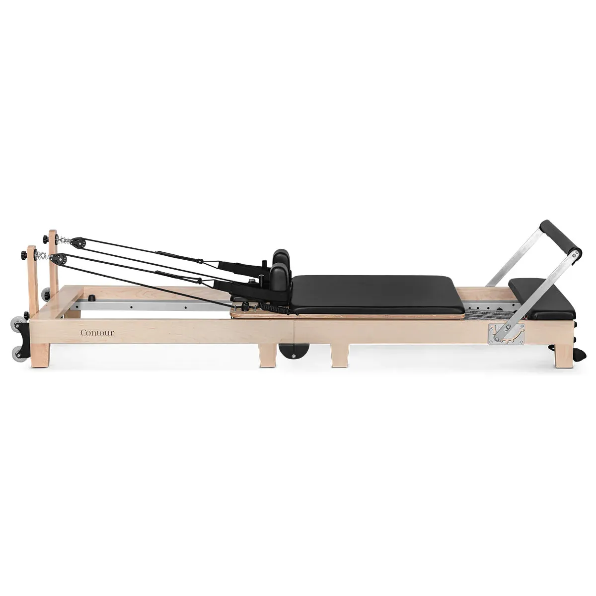 Lifespan Fitness Contour Folding Wooden Pilates Reformer Machine Set (Black)