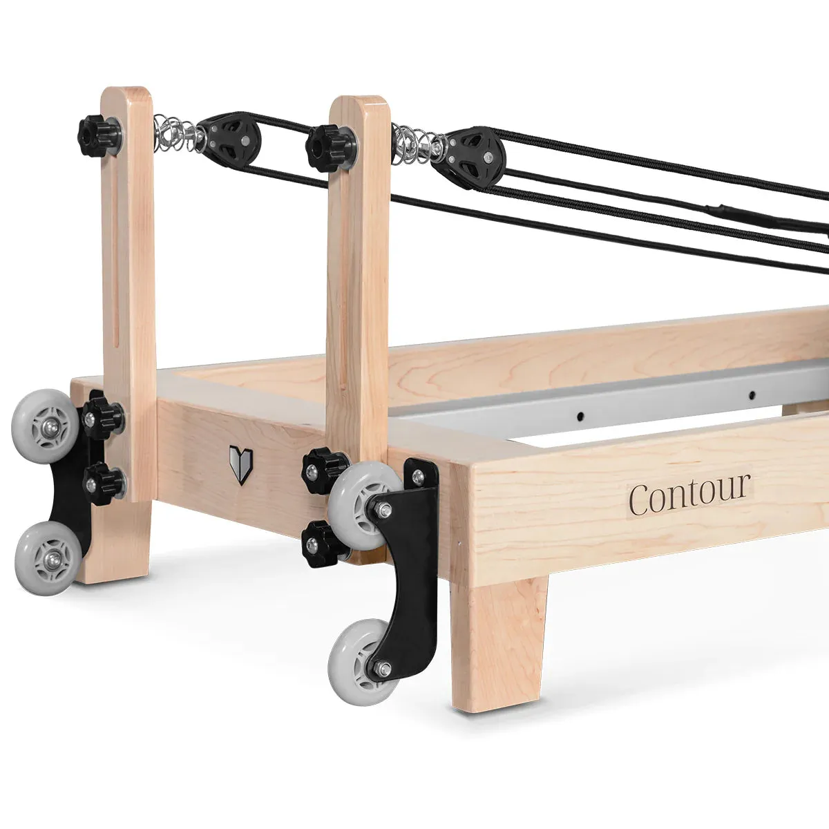 Lifespan Fitness Contour Folding Wooden Pilates Reformer Machine Set (Black)