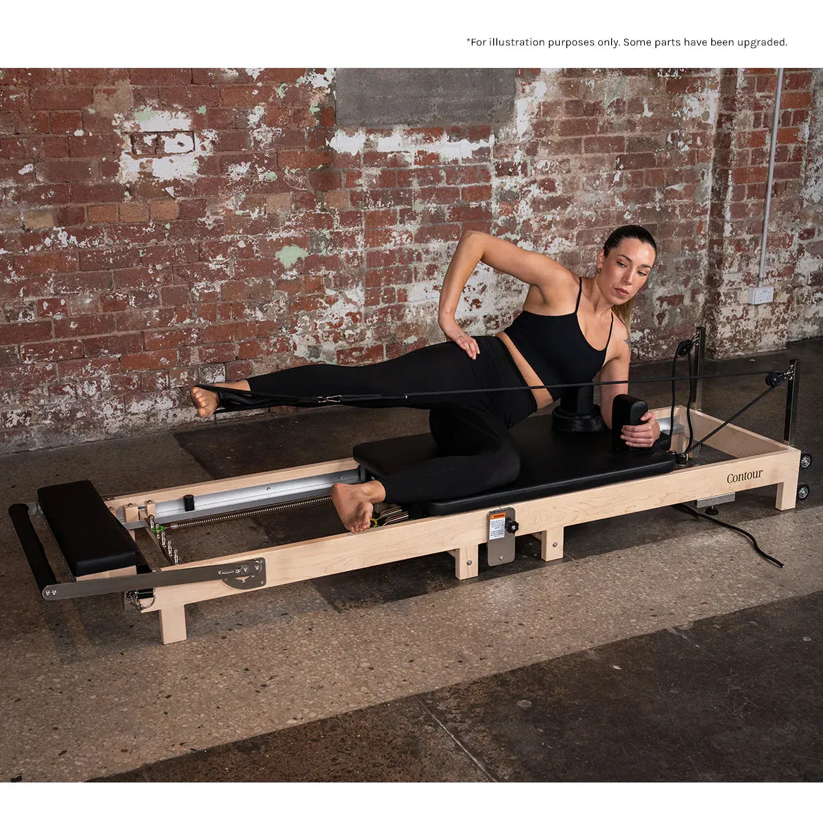 Lifespan Fitness Contour Folding Wooden Pilates Reformer Machine Set (Black)