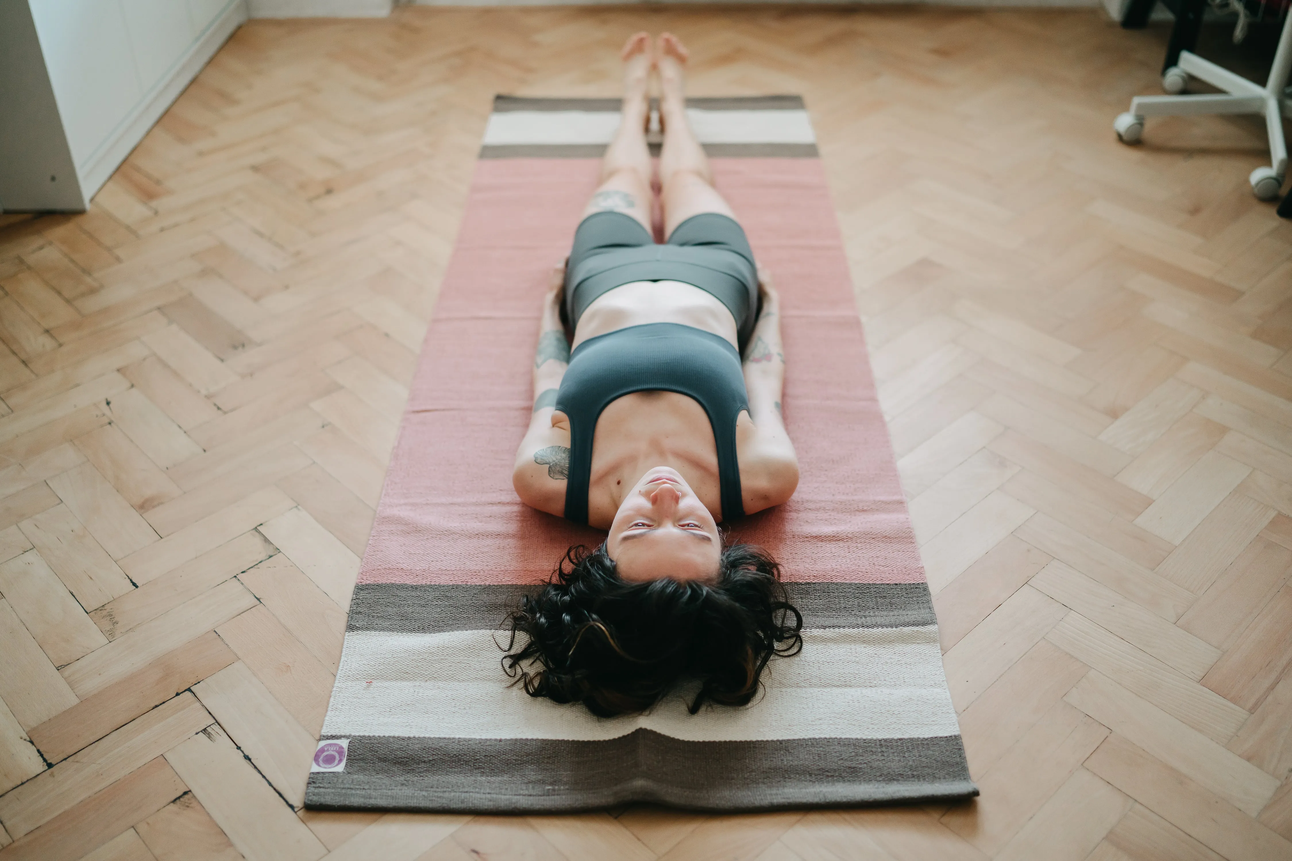 Manjistha Pink combo - organic yoga rug   herbal towel