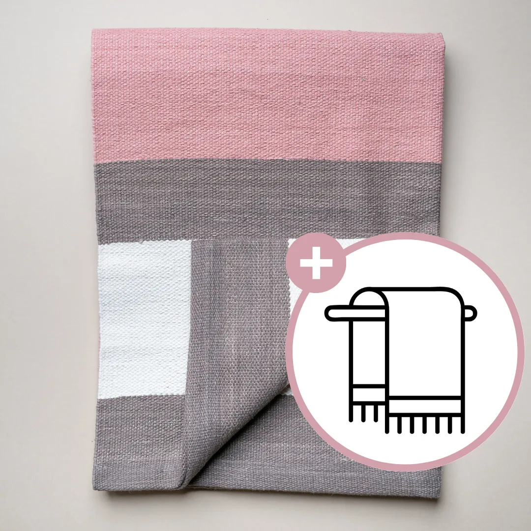 Manjistha Pink combo - organic yoga rug   herbal towel