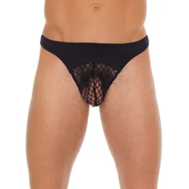 Mens Black G-String With A Net Pouch