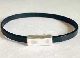 Men’s Leather Magnet Bracelet, Men's Band Bracelet, Black Bracelet, Leather Bracelet, Magnet Bracelet