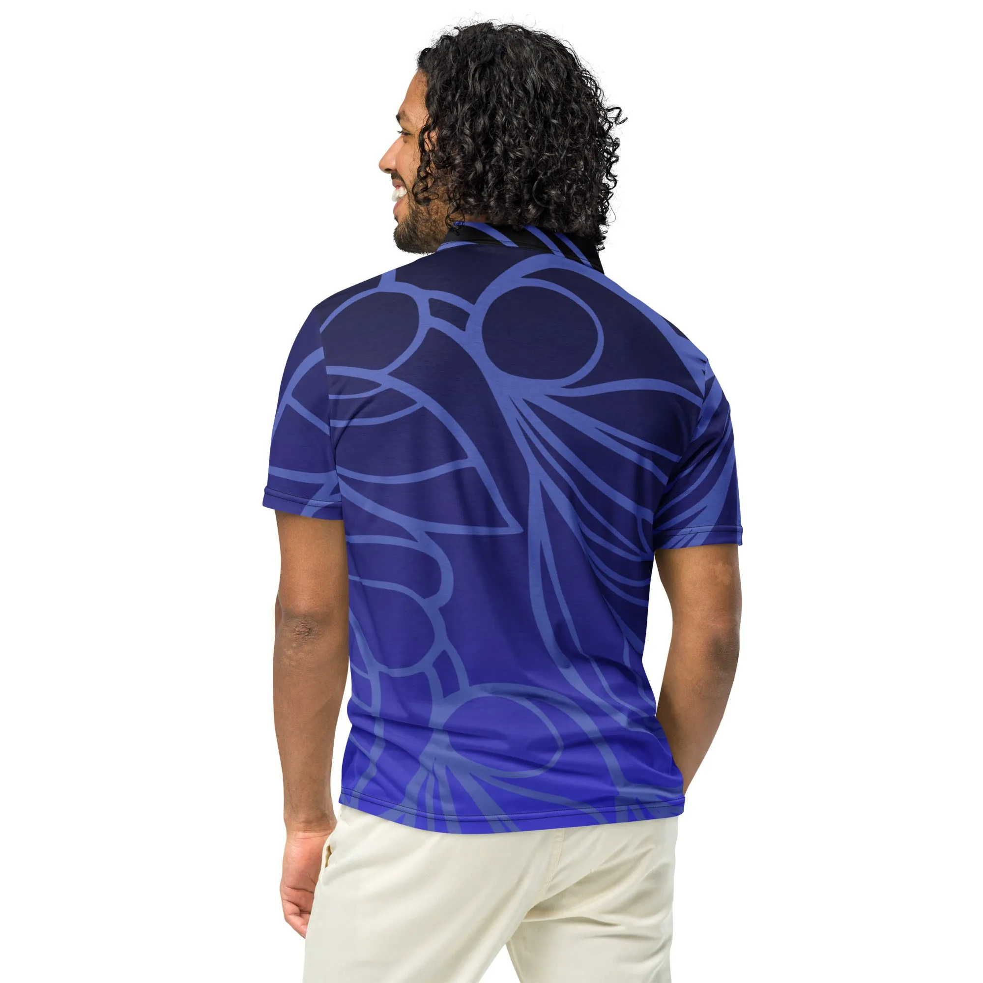 Men’s Slim Fit Polo Brilliant Blue Design, lioness-love