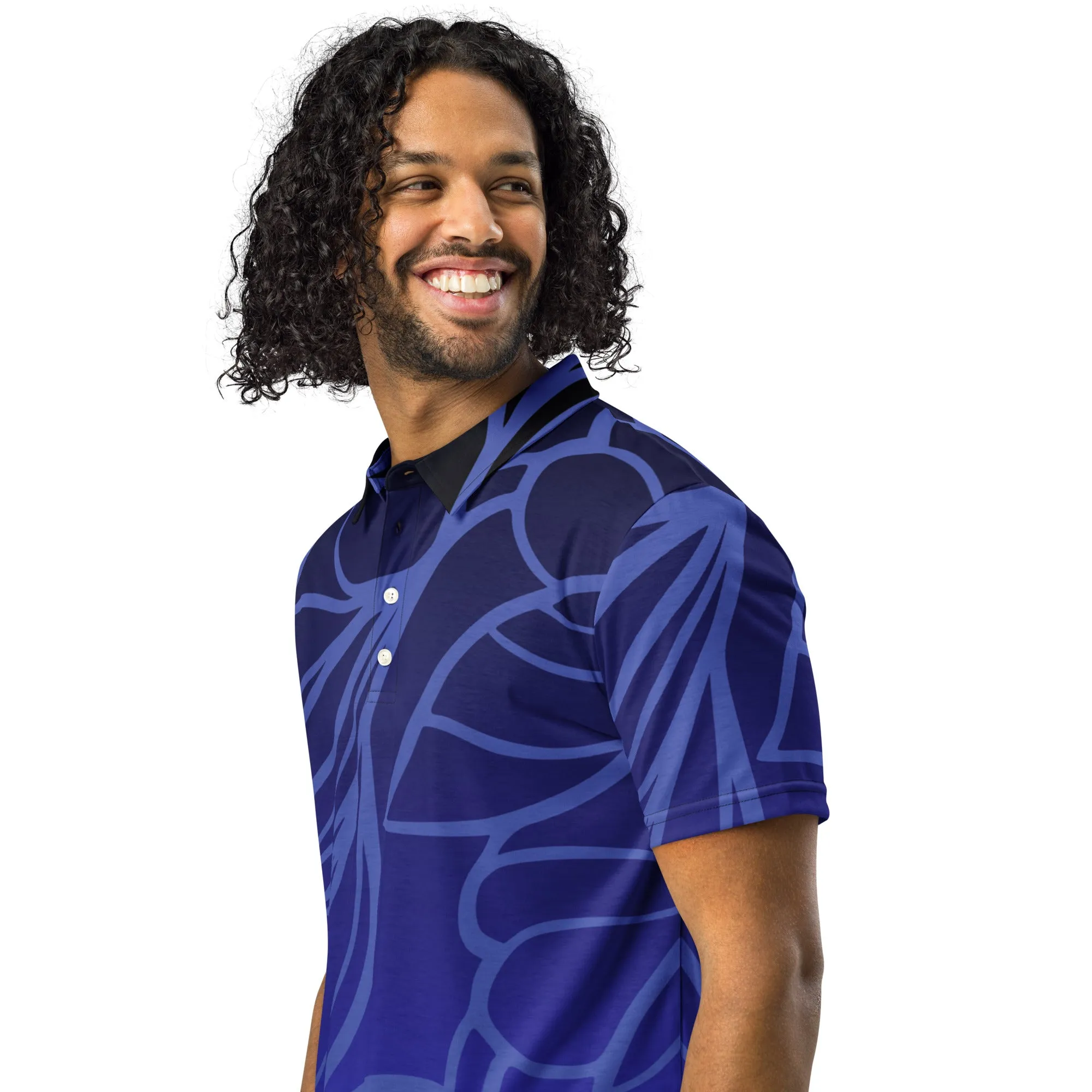 Men’s Slim Fit Polo Brilliant Blue Design, lioness-love