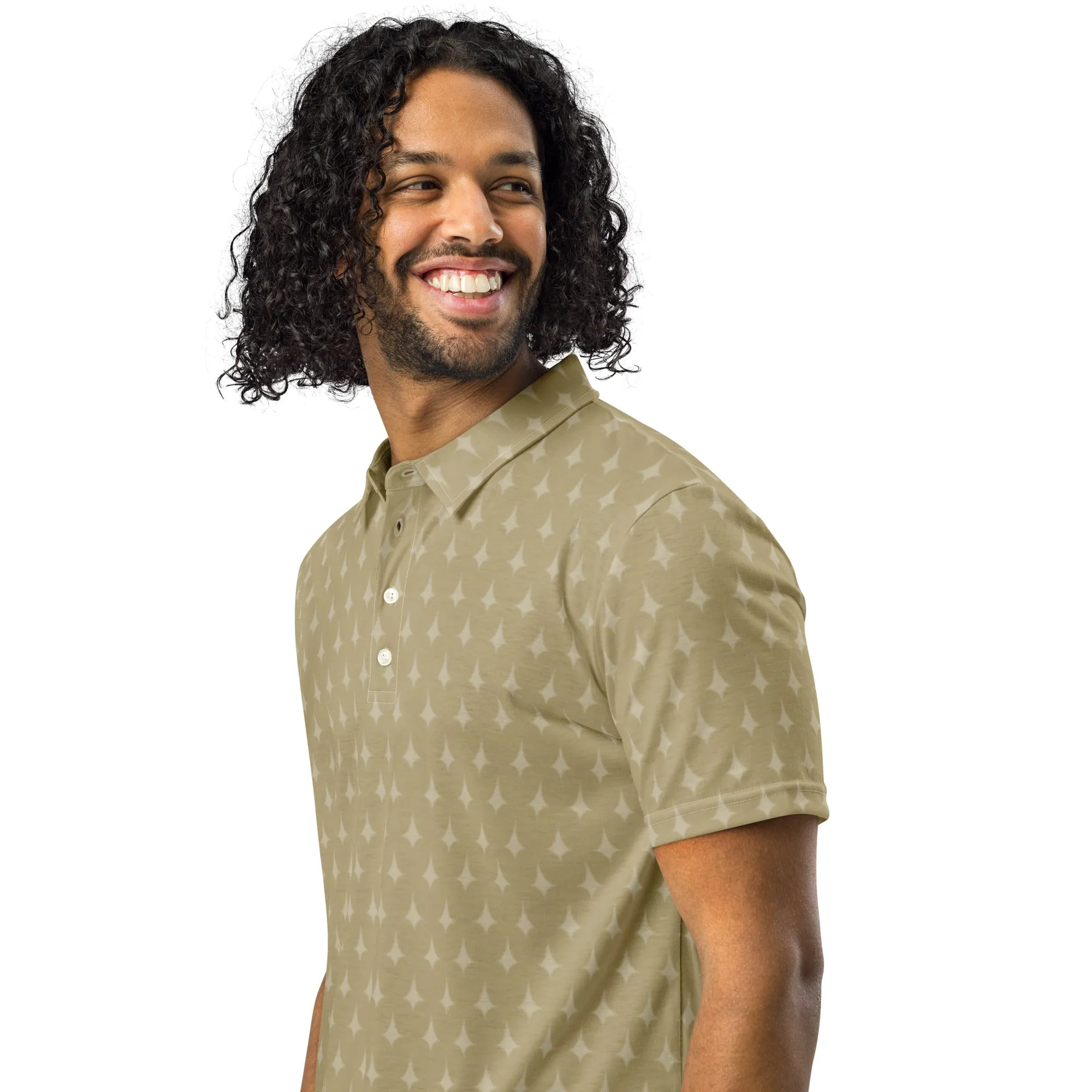 Men’s Slim Fit Polo Shirt Gold Print, lioness-love