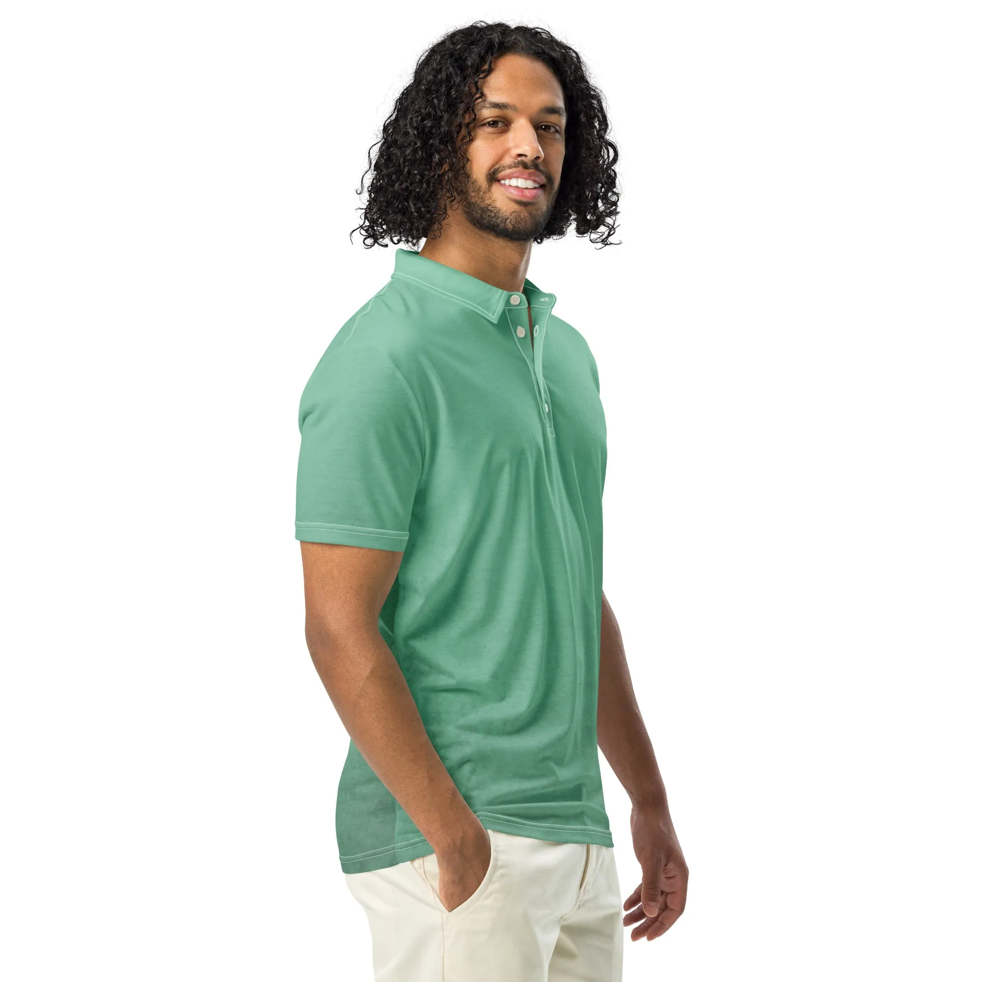 Men’s slim fit polo shirt in Mint, lioness-love