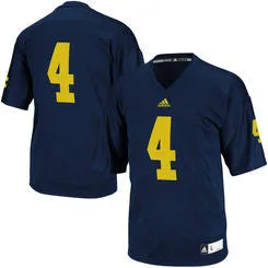 Michigan Wolverines #4 NCAA Adidas Navy Blue Youth Replica Jersey