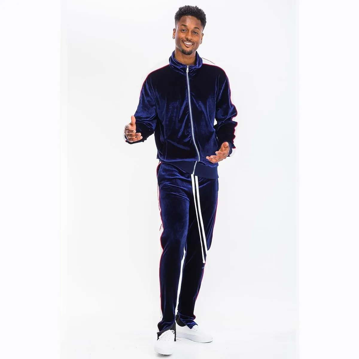 Navy Velour Track Set