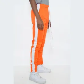 Orange & White Slim Fit Track Pants