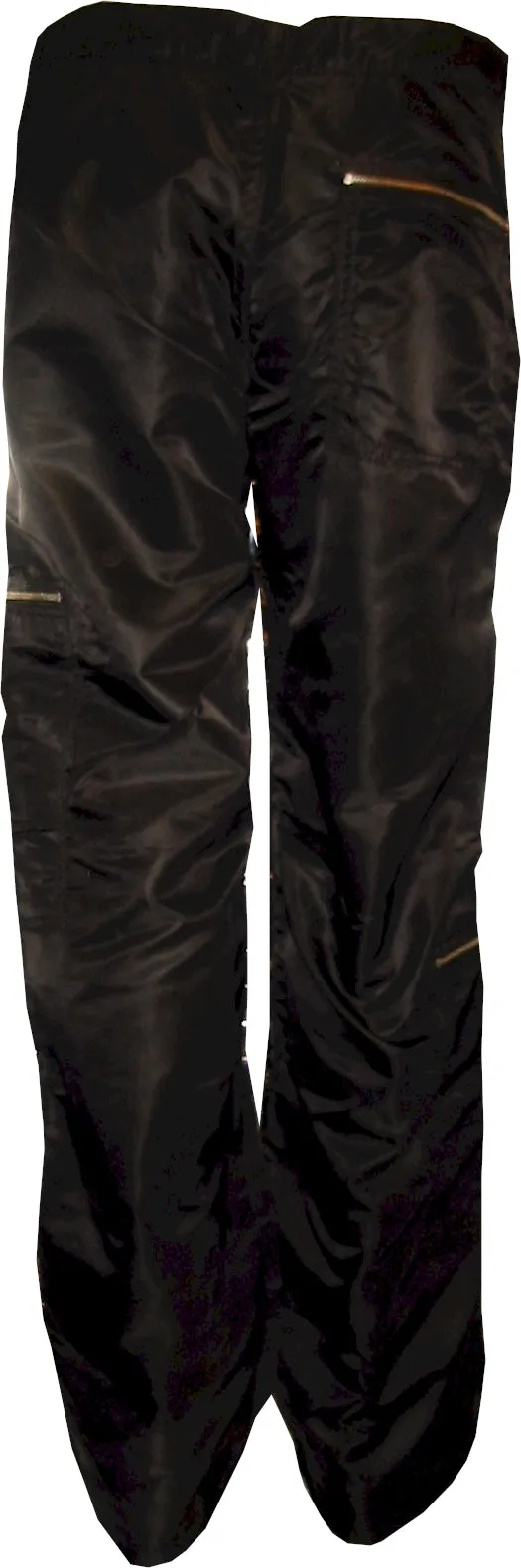 Panno D'Or Black Nylon Parachute Pants with Steel Zippers