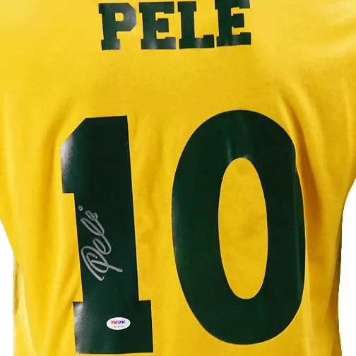 Pele Signed CBD Brazil Yellow Soccer Jersey (PSA)