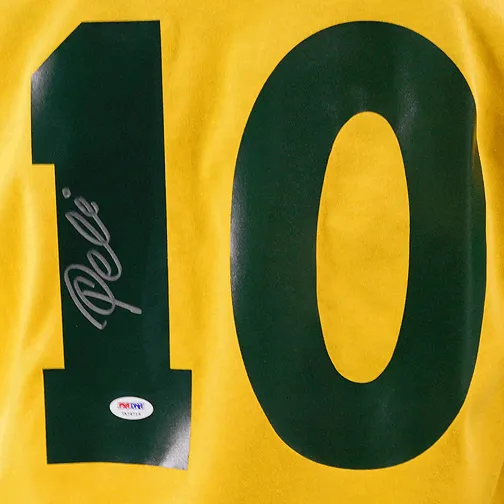 Pele Signed CBD Brazil Yellow Soccer Jersey (PSA)