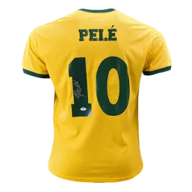 Pele Signed CBD Brazil Yellow Soccer Jersey (PSA)