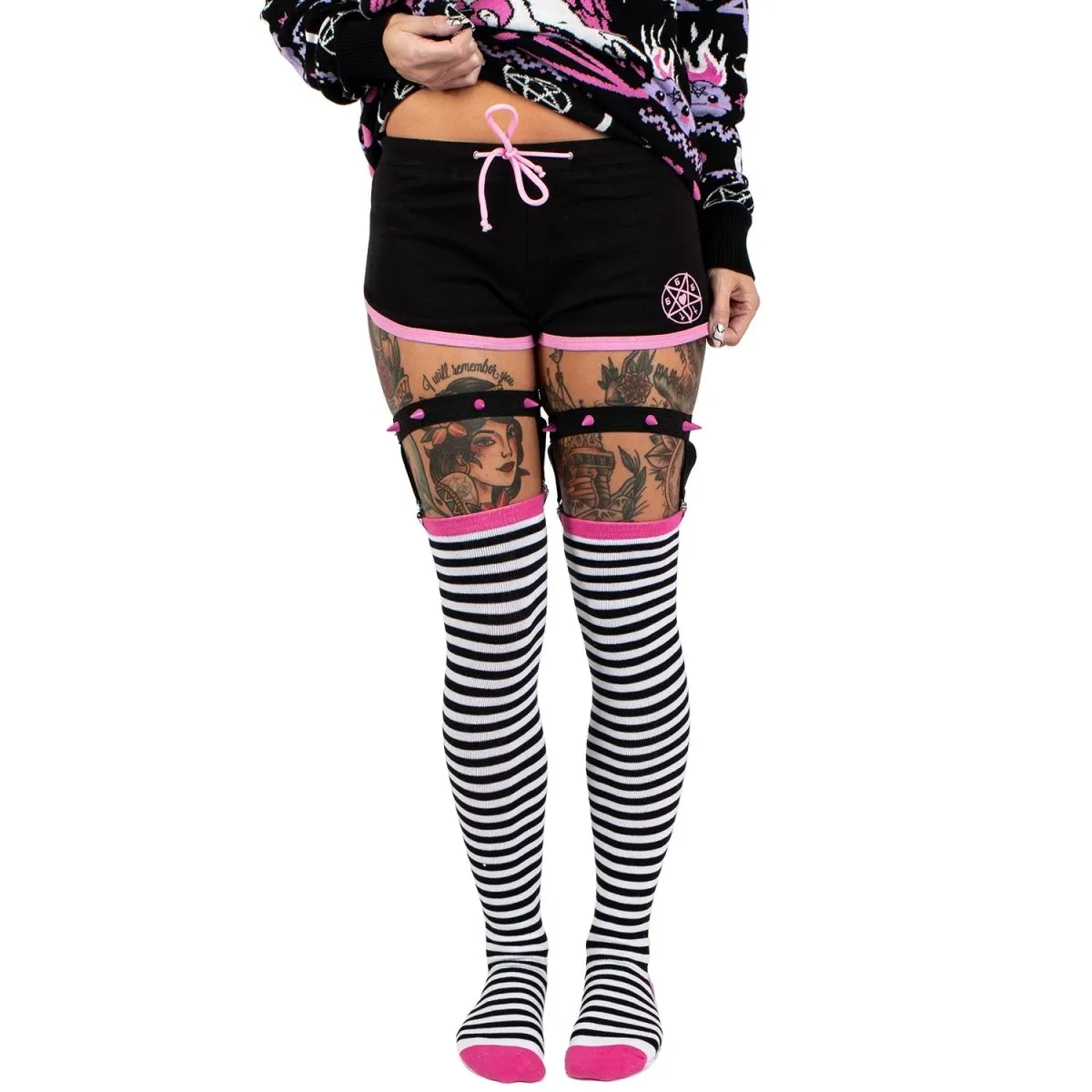 Pink Pentagram Pink Trim Short Shorts