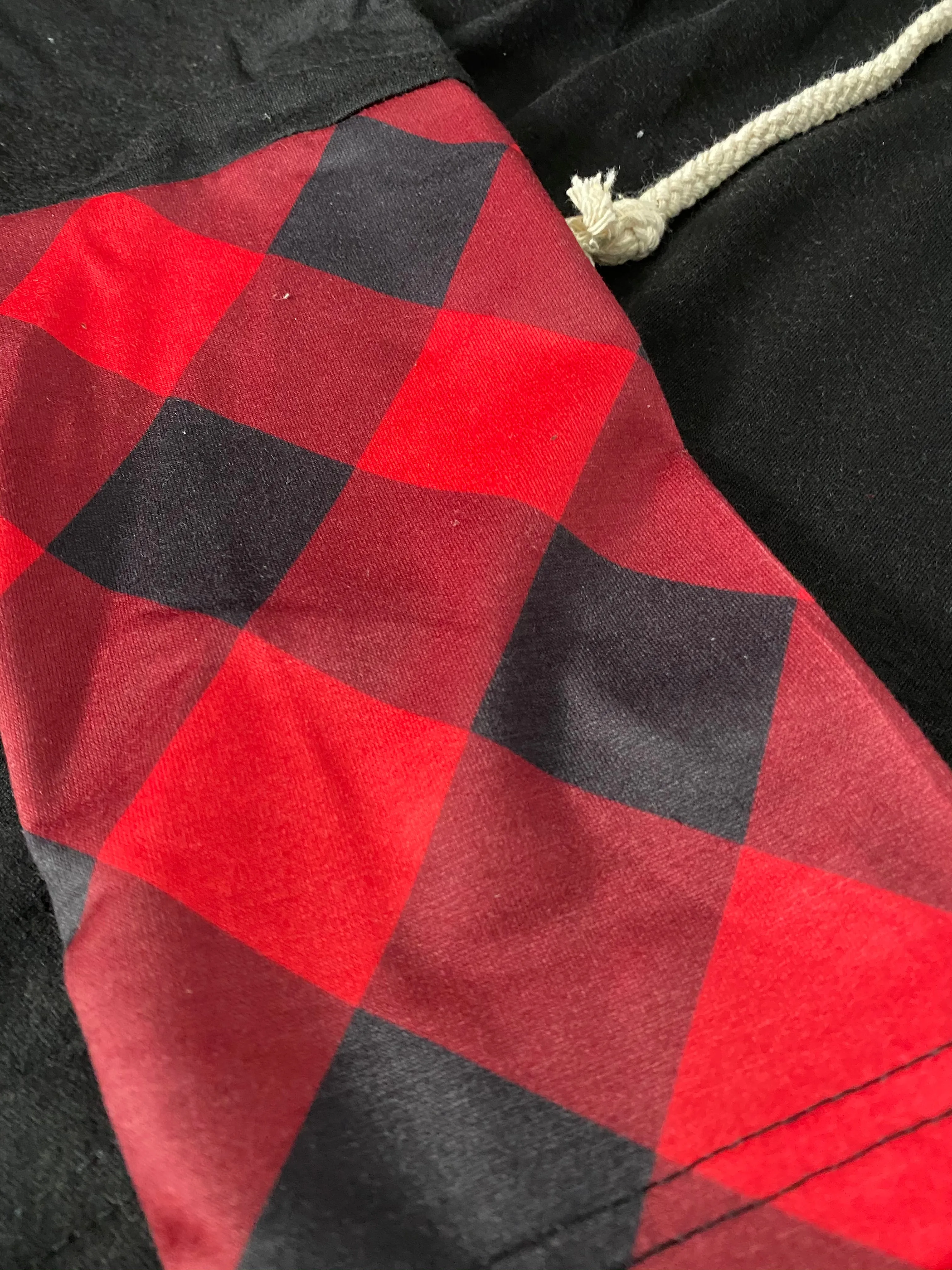 Plaid detail zipper hoodie