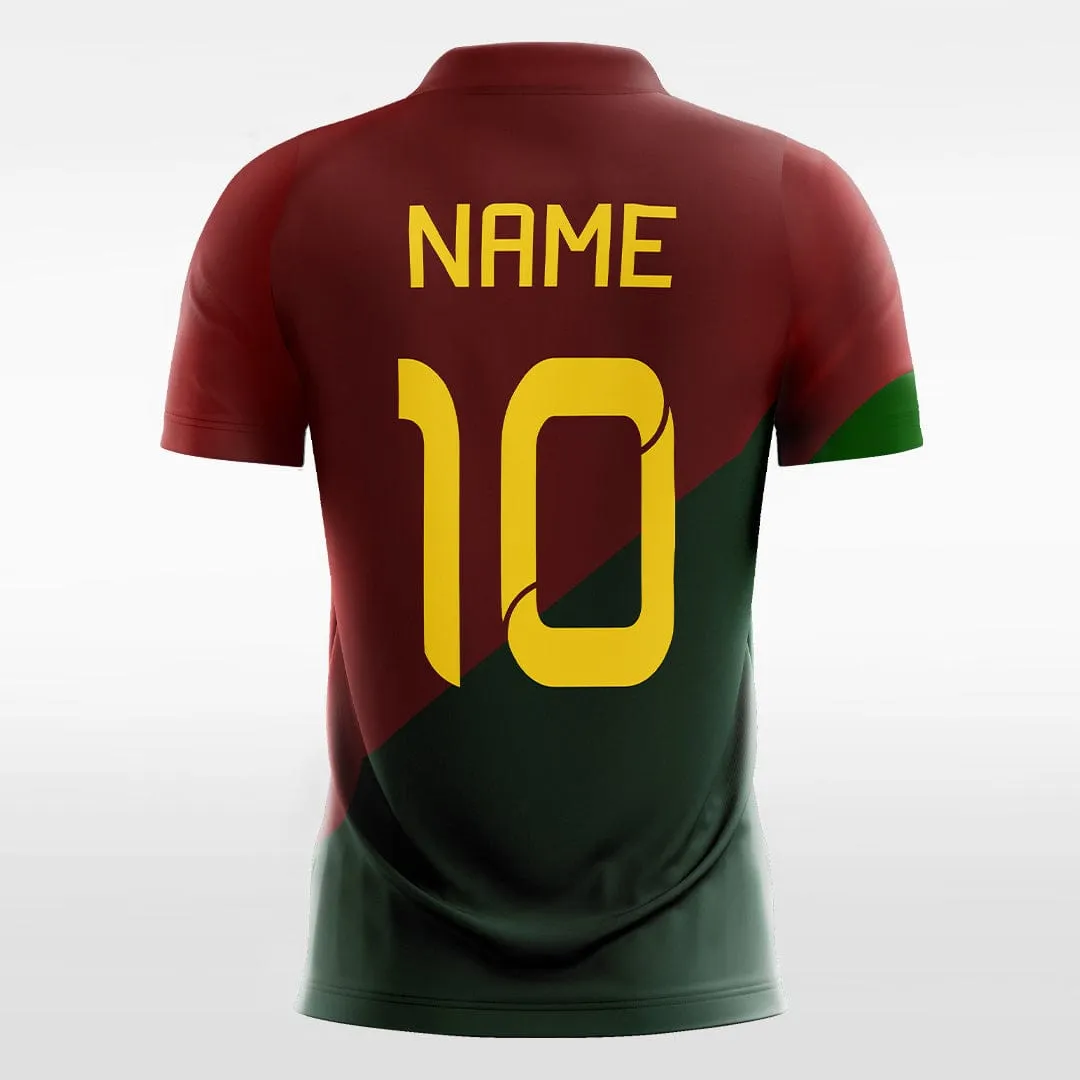 Retro Split - Custom Kids Soccer Jerseys Red Green Design