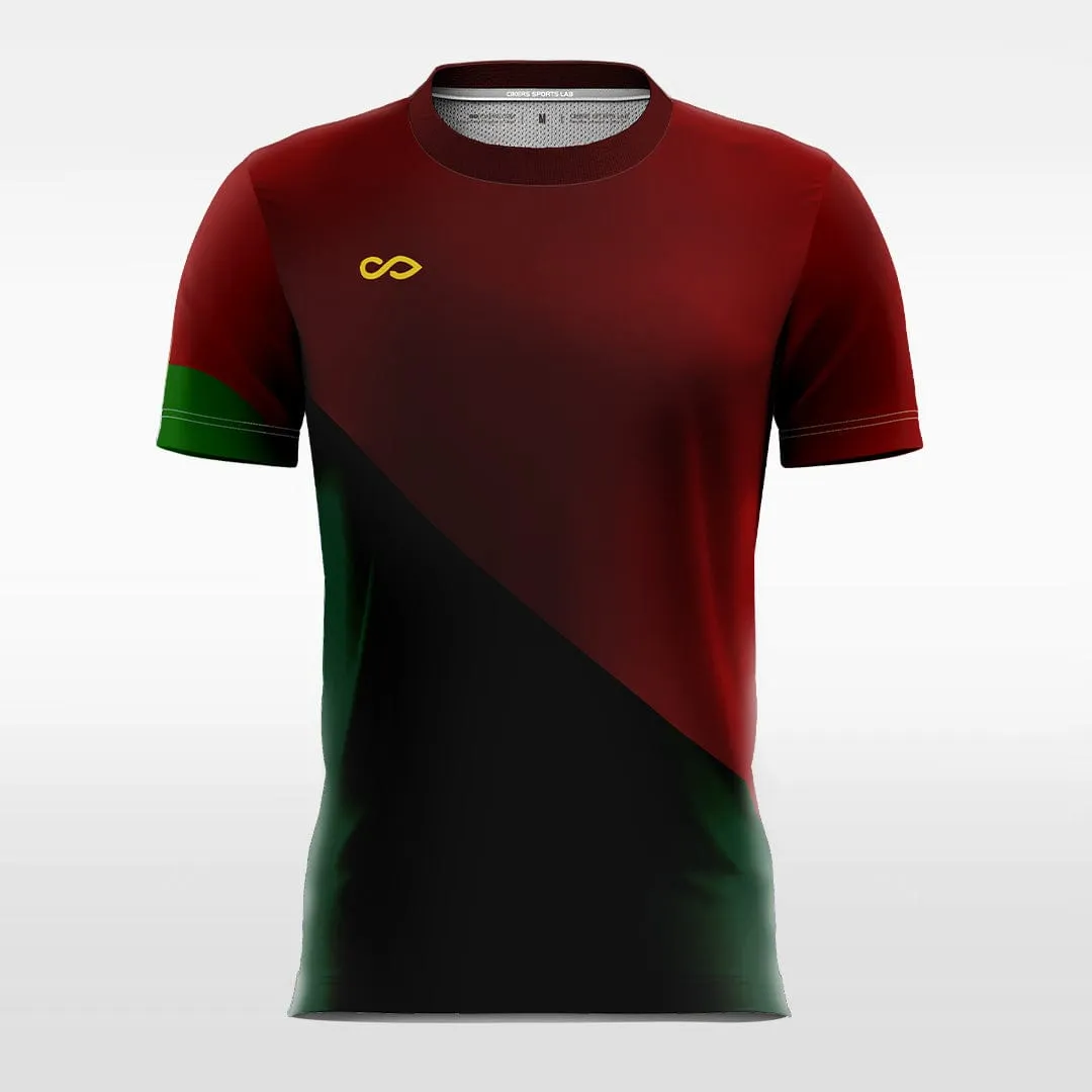 Retro Split - Custom Kids Soccer Jerseys Red Green Design