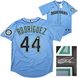 Seattle Mariners Julio Rodriguez Autographed Light Blue Nike Jersey Size Medium Beckett BAS QR Stock #213110